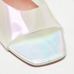 Amina Muaddi White PVC Lupita Slide Sandals Size 40