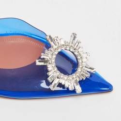 Pre Owned Amina Muaddi Blue PVC Begum Slingback Sandals Size 41