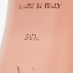 Pre Owned Amina Muaddi Teal Blue Croc Embossed Leather Lupita Slide Sandals Size 39.5