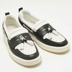 Pre Owned Amiri White Leather and Mesh MA1 Tassel  Sneaker Loafer Size 46