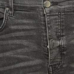 Amiri Grey Washed & Distressed Denim Zipped Jeans L Waist 33"