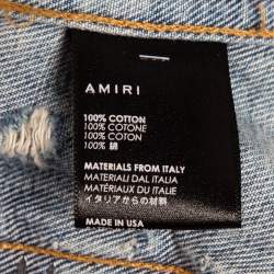 Amiri Blue Distressed Printed Denim Buttoned Front Jacket M