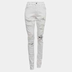 Amiri White Distressed Denim Skinny Jeans L Waist 31"