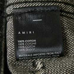 Amiri Black Distressed Denim Applique Detail Jacket XL