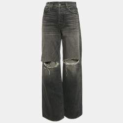 Amiri Grey Ripped Denim Wide-Leg  Jeans S Waist 26"