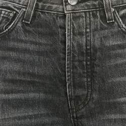 Amiri Grey Ripped Denim Wide-Leg  Jeans S Waist 26"