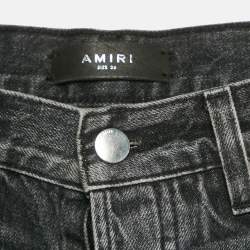 Amiri Grey Ripped Denim Wide-Leg  Jeans S Waist 26"