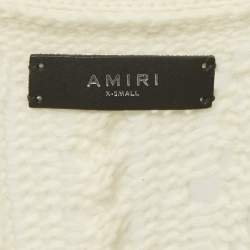 Amiri Off-White Wool and Cashmere Cable Knit Button Front Cardigan XS