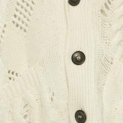 Amiri Off-White Wool and Cashmere Cable Knit Button Front Cardigan XS