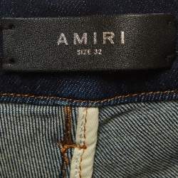 Pre Owned Amiri Blue Distressed Denim Skinny Fit Jeans M/Waist 32"