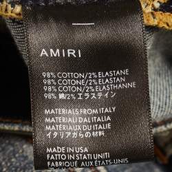 Pre Owned Amiri Blue Distressed Denim Skinny Fit Jeans M/Waist 32"