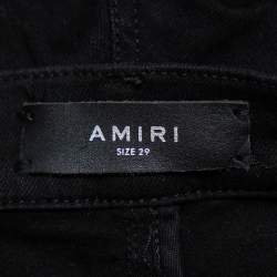Amiri Black Denim Side Chain Detail Distressed Skinny Jeans M