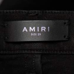 Amiri Black Denim Zipper Detail Distressed Jeans M