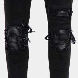 Amiri Black Denim Zipper Detail Distressed Jeans M