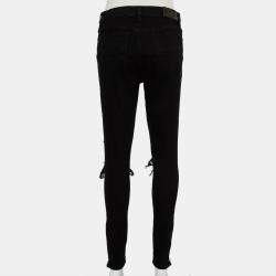 Amiri Black Denim Zipper Detail Distressed Jeans M