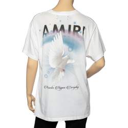 Pre Owned Amiri White Rainbow Dove Printed Cotton Oversized Crewneck T-Shirt XS
