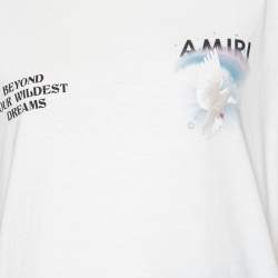 Pre Owned Amiri White Rainbow Dove Printed Cotton Oversized Crewneck T-Shirt XS