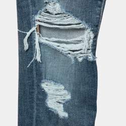 Amiri Blue Denim Distressed Ankle Zip Detailed Jeans M