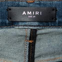 Amiri Blue Denim Distressed Ankle Zip Detailed Jeans M