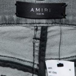 Amiri Grey Denim Distressed Skinny Jeans S 