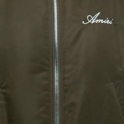 Amiri Military Green Nylon Skull Patch Detail Zip Front Bomber Jacket M