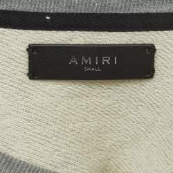 Pre Owned Amiri Grey Distressed Knit Logo Sweatshirt S