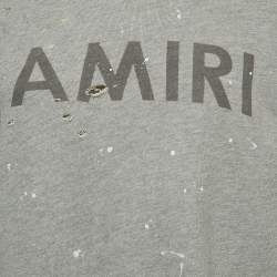 Pre Owned Amiri Grey Distressed Knit Logo Sweatshirt S