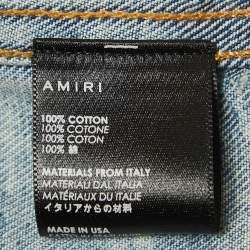 Amiri Blue Washed Distressed Patch Detail Buttoned Jacket XS