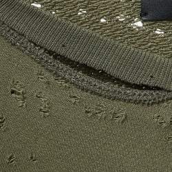 Amiri Military Green Logo Print Distressed Cotton Sweatshirt S