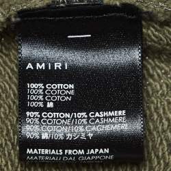 Amiri Military Green Logo Print Distressed Cotton Sweatshirt S