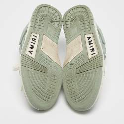 Amiri White/Mint Green Leather Skel Low Top Sneakers Size 39