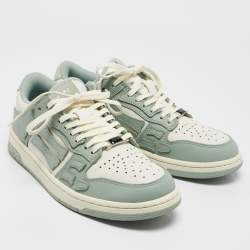 Amiri White/Mint Green Leather Skel Low Top Sneakers Size 39