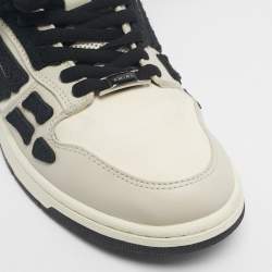 Pre Owned Amiri Beige/Black Leather and Suede Skel Low Top Sneakers Size 39