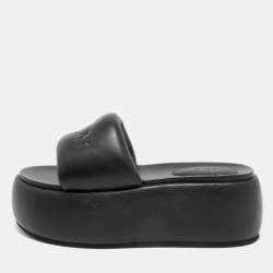 Pre Owned Amiri Script Size 37 Black Leather Platform Sandals