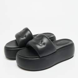 Pre Owned Amiri Script Size 37 Black Leather Platform Sandals