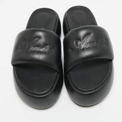 Pre Owned Amiri Script Size 37 Black Leather Platform Sandals