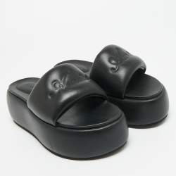 Pre Owned Amiri Script Size 37 Black Leather Platform Sandals