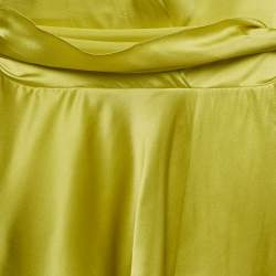 Pre Owned Amrhea Green Silk Satin Draped Mini Dress S