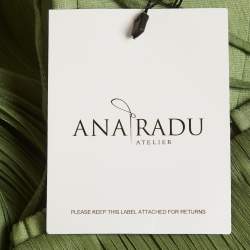 مملوكة مسبقًا فستان أنا رادو حرير أخضر مزين بورود مُطَّوَى بدون حمالات صغير