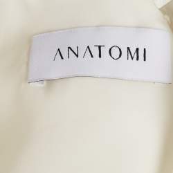 Pre Owned Anatomi White Crepe Embellished Long Top and Skirt Set S