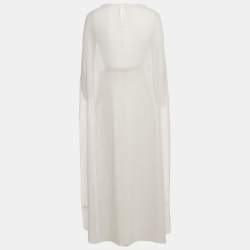 Pre Owned Anatomi White Crepe Embellished Long Top and Skirt Set S