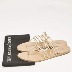 مملوكة مسبقًا Ancient Greek Sandals Gold Leather Thong Flat Slides Size 41