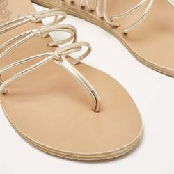 مملوكة مسبقًا Ancient Greek Sandals Gold Leather Thong Flat Slides Size 41