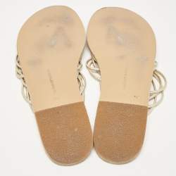 مملوكة مسبقًا Ancient Greek Sandals Gold Leather Thong Flat Slides Size 41