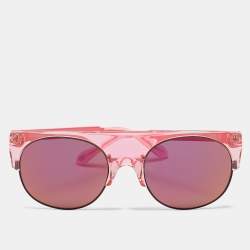 Anderne Pink Mirrored Hero Frame Oval Sunglasses