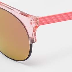 Anderne Pink Mirrored Hero Frame Oval Sunglasses
