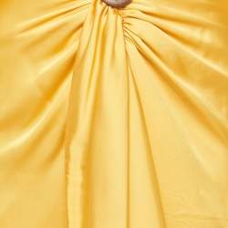 Pre Owned Andrea Iyamah Yellow Satin Draped Behati Crop Top and Skirt Set XS