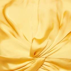 Pre Owned Andrea Iyamah Yellow Satin Draped Behati Crop Top and Skirt Set XS