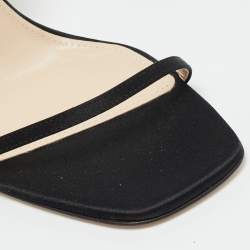 مملوكة مسبقًا Andrea Wazen Rouches Size 39 Black Satin Ankle Strap Sandals