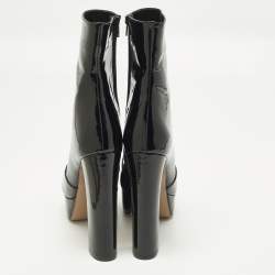Pre Owned Andrea Wazen Size 40 Black Patent Leather Ankle Length Boots
